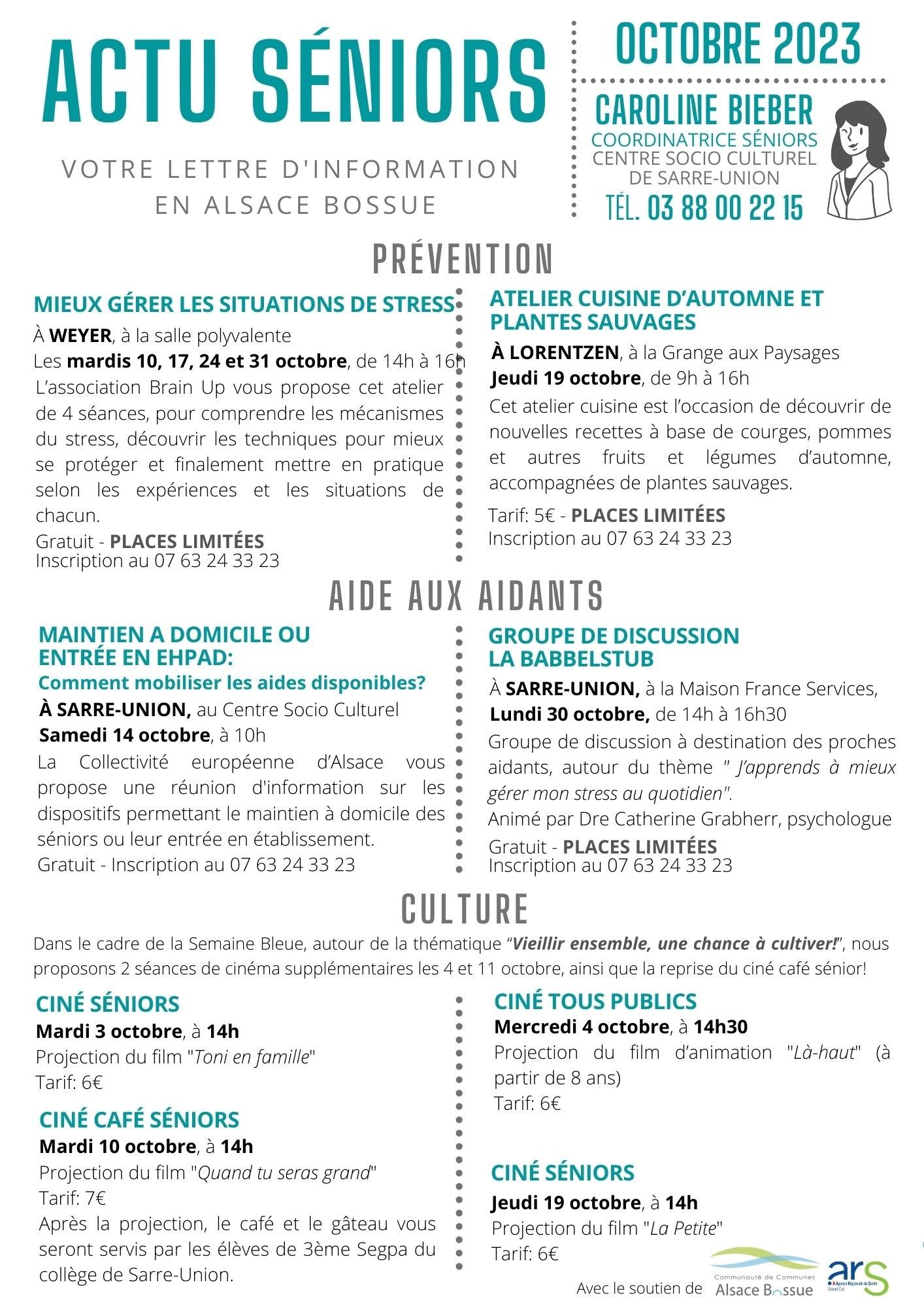Actu Séniors - Octobre 2023