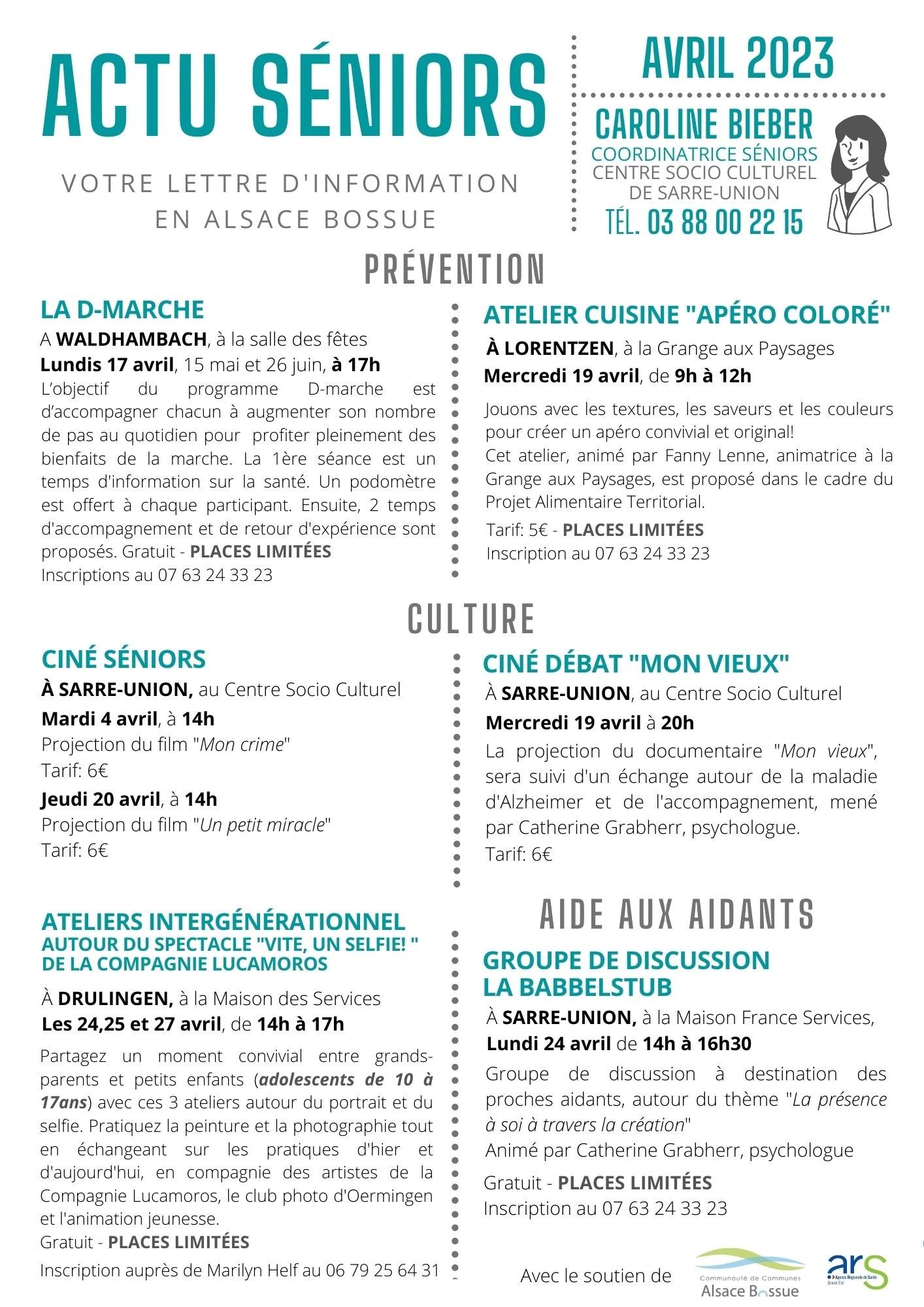 Programme Actu Sénior - Avril 2023