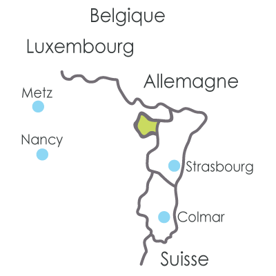 Carte de la situation de l'Alsace Bossue en Europe de l'Ouest